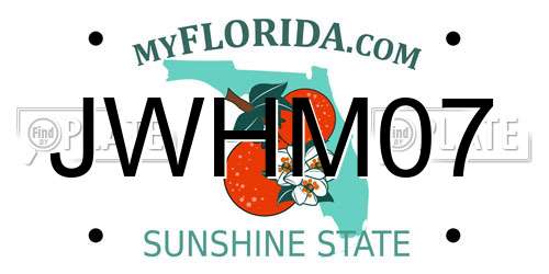 JWHM07 Florida License Plate