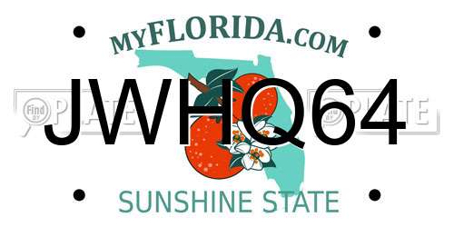 JWHQ64 Florida License Plate