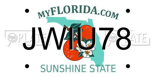 JWIU78 Florida License Plate