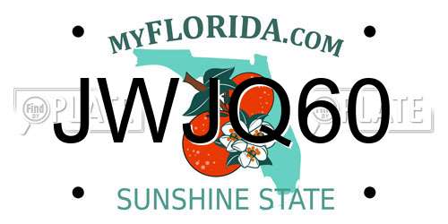 JWJQ60 Florida License Plate