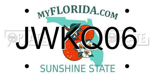JWKQ06 Florida License Plate