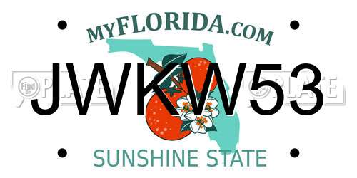 JWKW53 Florida License Plate