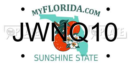 JWNQ10 Florida License Plate