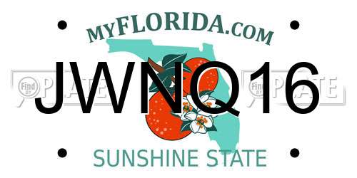 JWNQ16 Florida License Plate