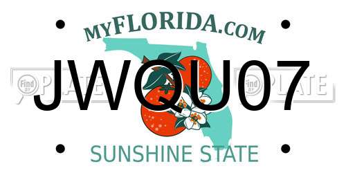 JWQU07 Florida License Plate