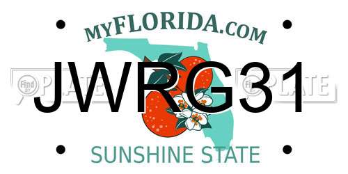 JWRG31 Florida License Plate