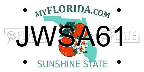 JWSA61 Florida License Plate