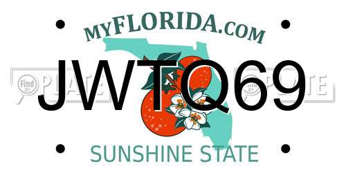 JWTQ69 Florida License Plate