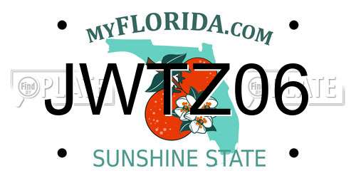 JWTZ06 Florida License Plate