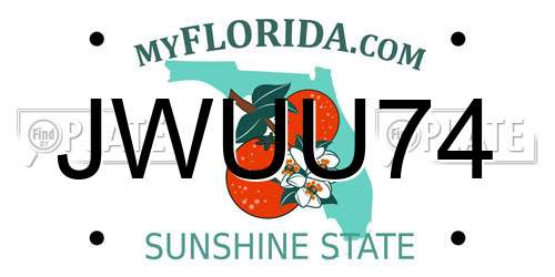 JWUU74 Florida License Plate