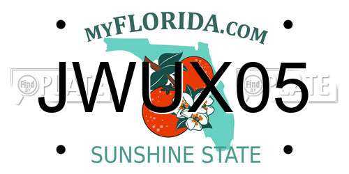 JWUX05 Florida License Plate