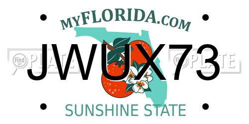 JWUX73 Florida License Plate