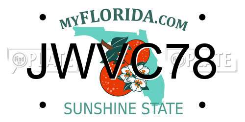 JWVC78 Florida License Plate