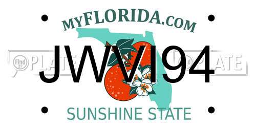 JWVI94 Florida License Plate