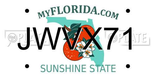 JWVX71 Florida License Plate