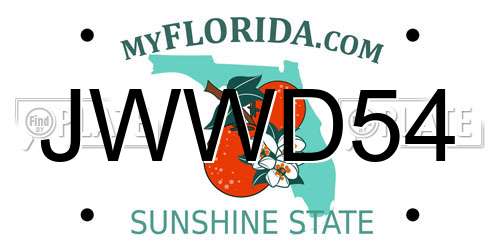 JWWD54 Florida License Plate