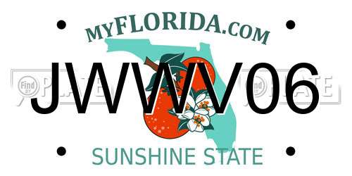 JWWV06 Florida License Plate