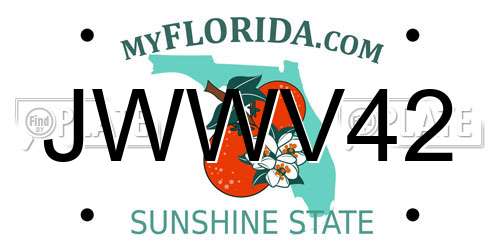 JWWV42 Florida License Plate