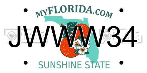 JWWW34 Florida License Plate
