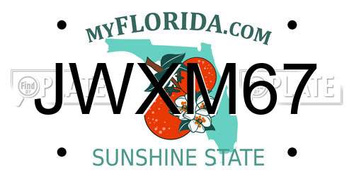 JWXM67 Florida License Plate