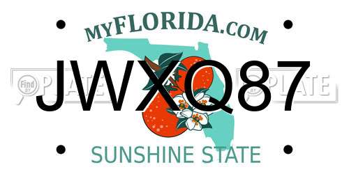 JWXQ87 Florida License Plate