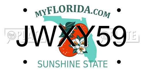 JWXY59 Florida License Plate