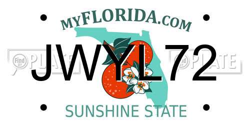 JWYL72 Florida License Plate