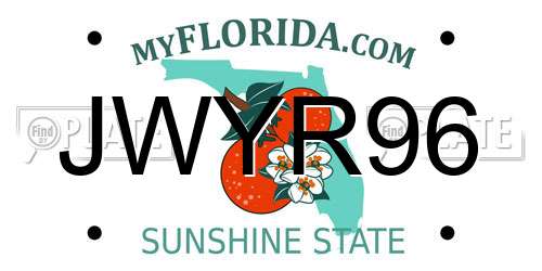 JWYR96 Florida License Plate