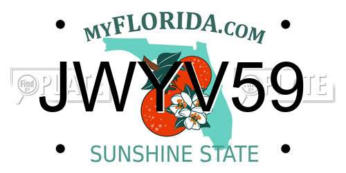 JWYV59 Florida License Plate