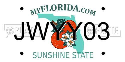 JWYY03 Florida License Plate