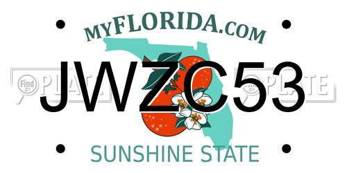 JWZC53 Florida License Plate