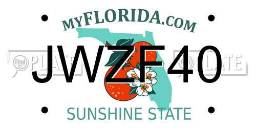 JWZF40 Florida License Plate