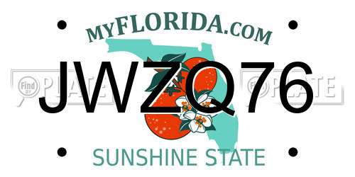 JWZQ76 Florida License Plate