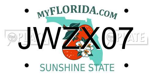 JWZX07 Florida License Plate