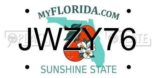 JWZY76 Florida License Plate