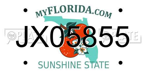 JX05855 Florida License Plate