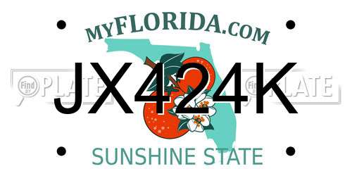 JX424K Florida License Plate