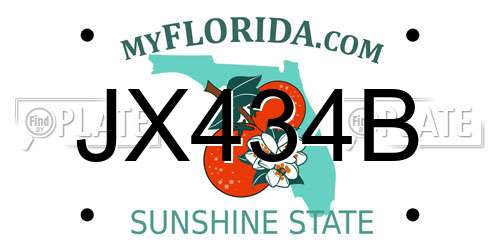 JX434B Florida License Plate