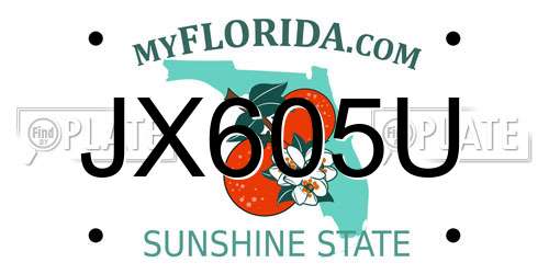 JX605U Florida License Plate