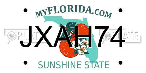 JXAH74 Florida License Plate