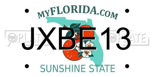 JXBE13 Florida License Plate