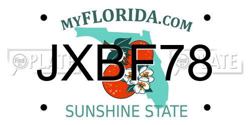 JXBF78 Florida License Plate