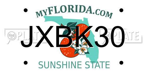 JXBK30 Florida License Plate