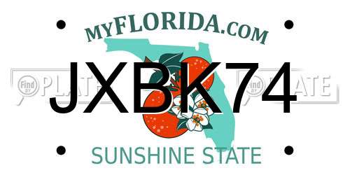 JXBK74 Florida License Plate