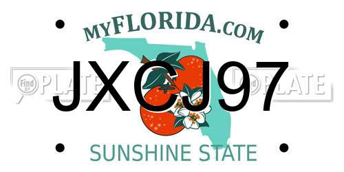 JXCJ97 Florida License Plate