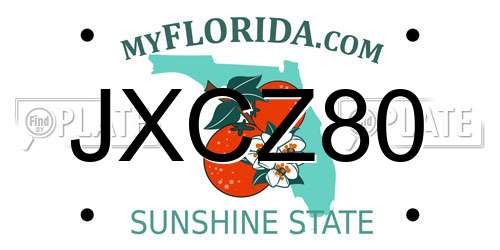 JXCZ80 Florida License Plate