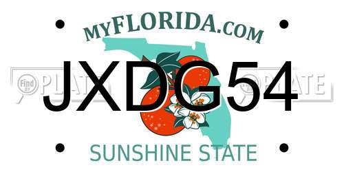 JXDG54 Florida License Plate