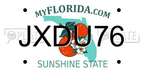 JXDU76 Florida License Plate