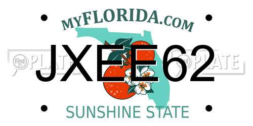 JXEE62 Florida License Plate