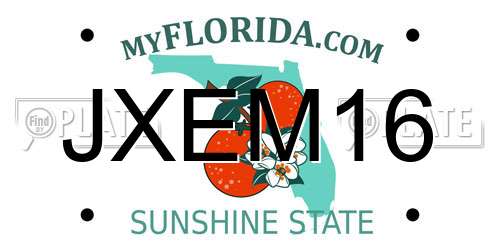 JXEM16 Florida License Plate